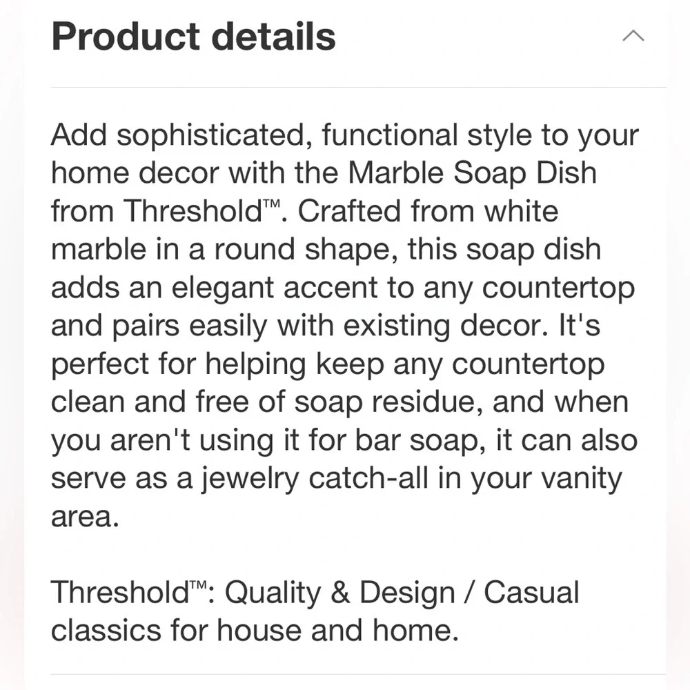 THRESHOLD NWT marble soap dish -white